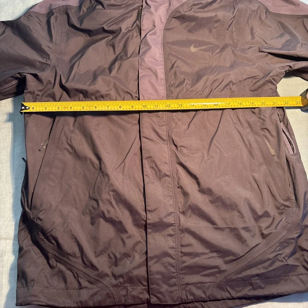Nike Mens Hooded Rain Jacket Dark Charcoal Purple Full Zip MP3 Pocket Large